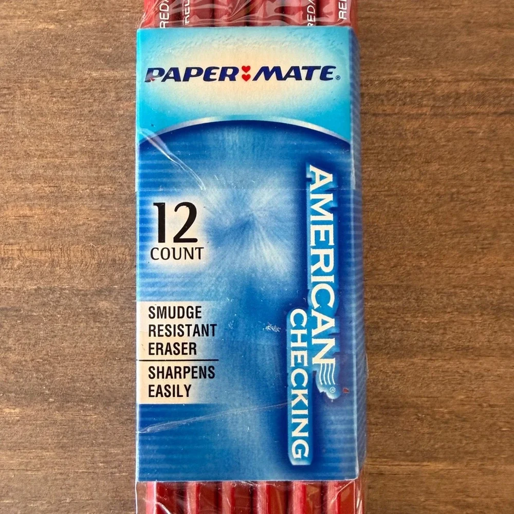 Lot of 3 Discontinued Paper Mate American Checking Red Correcting‎ Pencils 12ct
